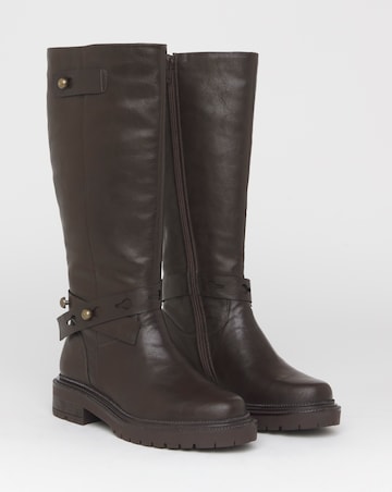 Veronica Knee High Wrap Detail Boots - Extra Wide Fit (EEE) & Curvy Calf
