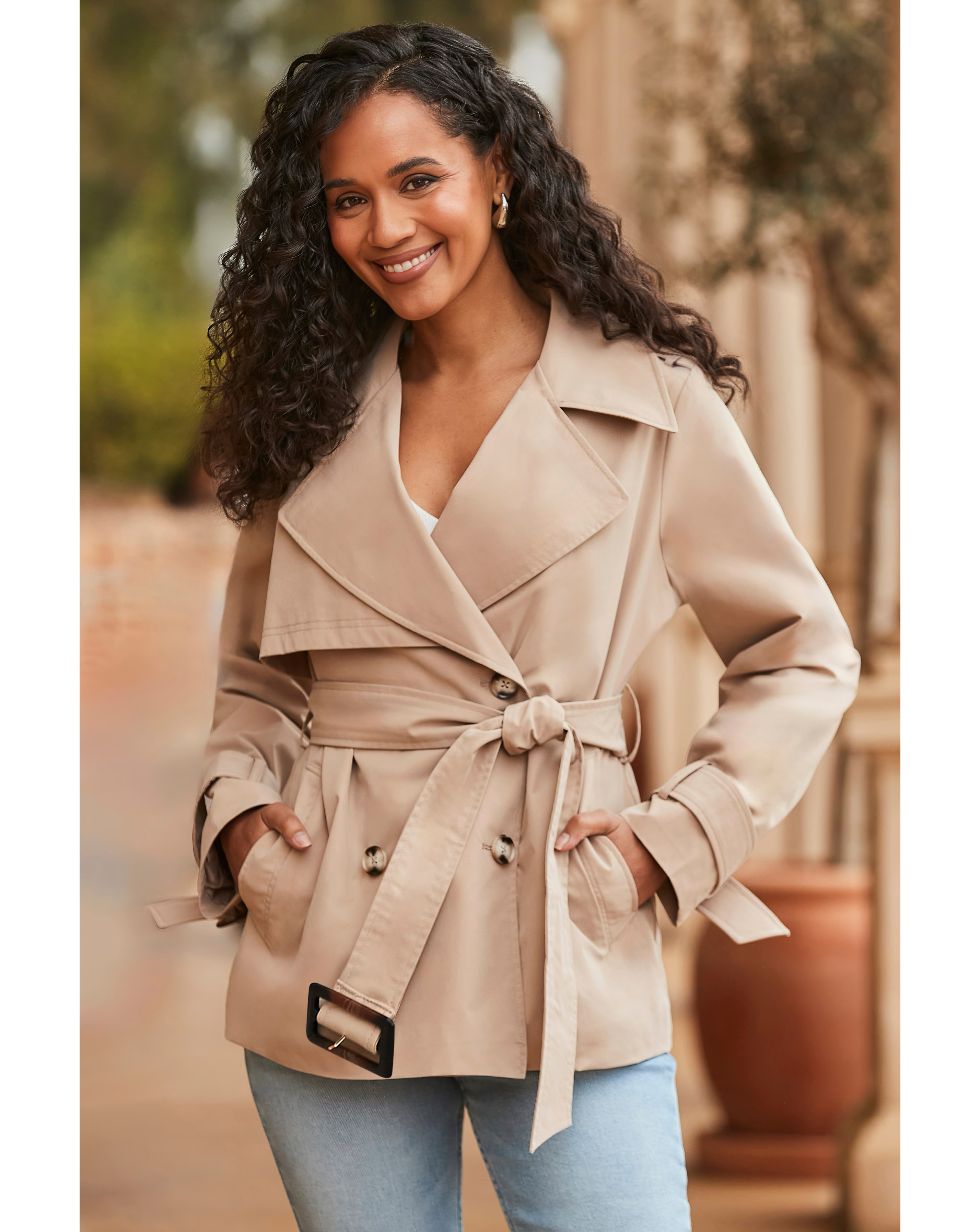 Sosandar Fitted Short Trench Coat | JD Williams