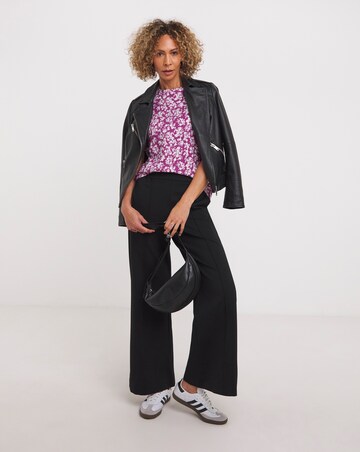 Purple Floral Crew Neck Short Sleeve T-Shirt