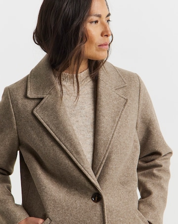 Tan Single Breasted Longline Lined Coat