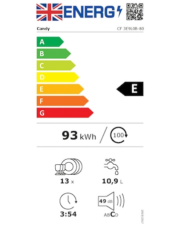 Candy Rapido CF3E9L0B 13 place Dishwasher - Black + installation