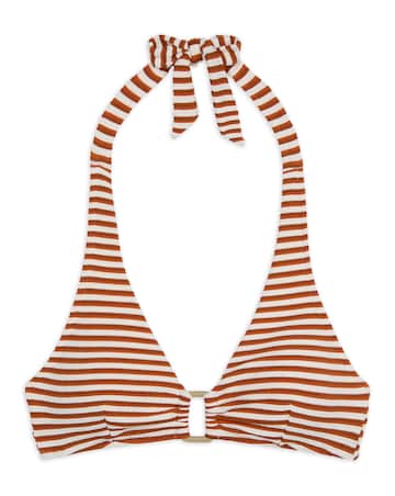 Chelsea Peers Multi Rib Halter Neck Bikini Top Multi