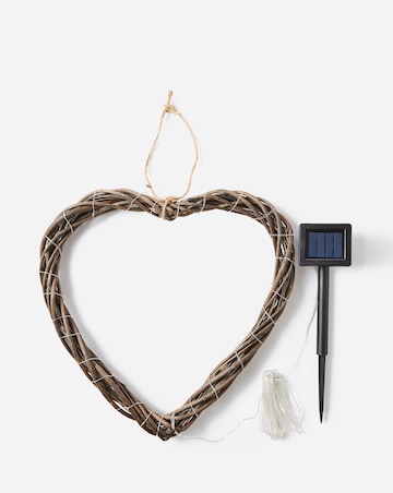 Outdoor Pre-Lit Wicker Heart Wreath