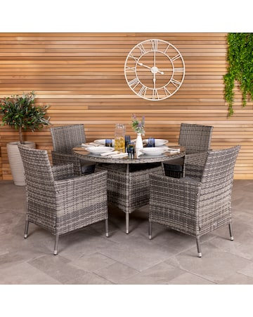 Charles Bentley 4 Seater Round Rattan Dining Set