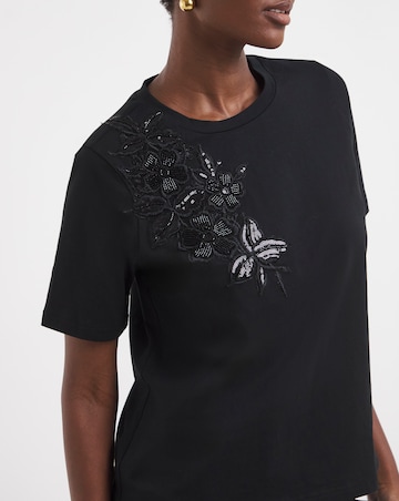 Placement Floral 3D Embellished T-Shirt