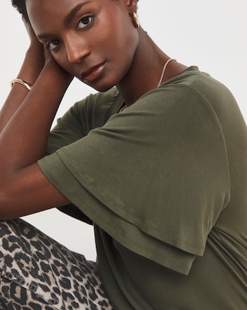 Double Angel Sleeve V Neck Top