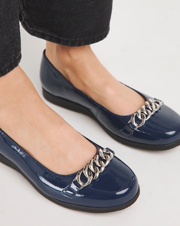 Heavenly Soles Marilyn Chain Trim Ballerina - Extra Wide Fit (EEE)