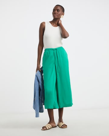 Linen Mix Cropped Wide Leg Culottes