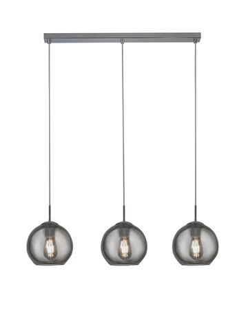 3 Light Chrome and Smoke Glass Ball Ceiling Bar Pendant