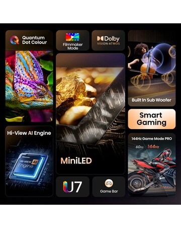 Hisense 65U7QTUK 65in Mini-LED 4K Ultra HD HDR Smart TV