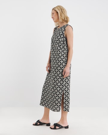 Linen Mix Midi Shift Dress