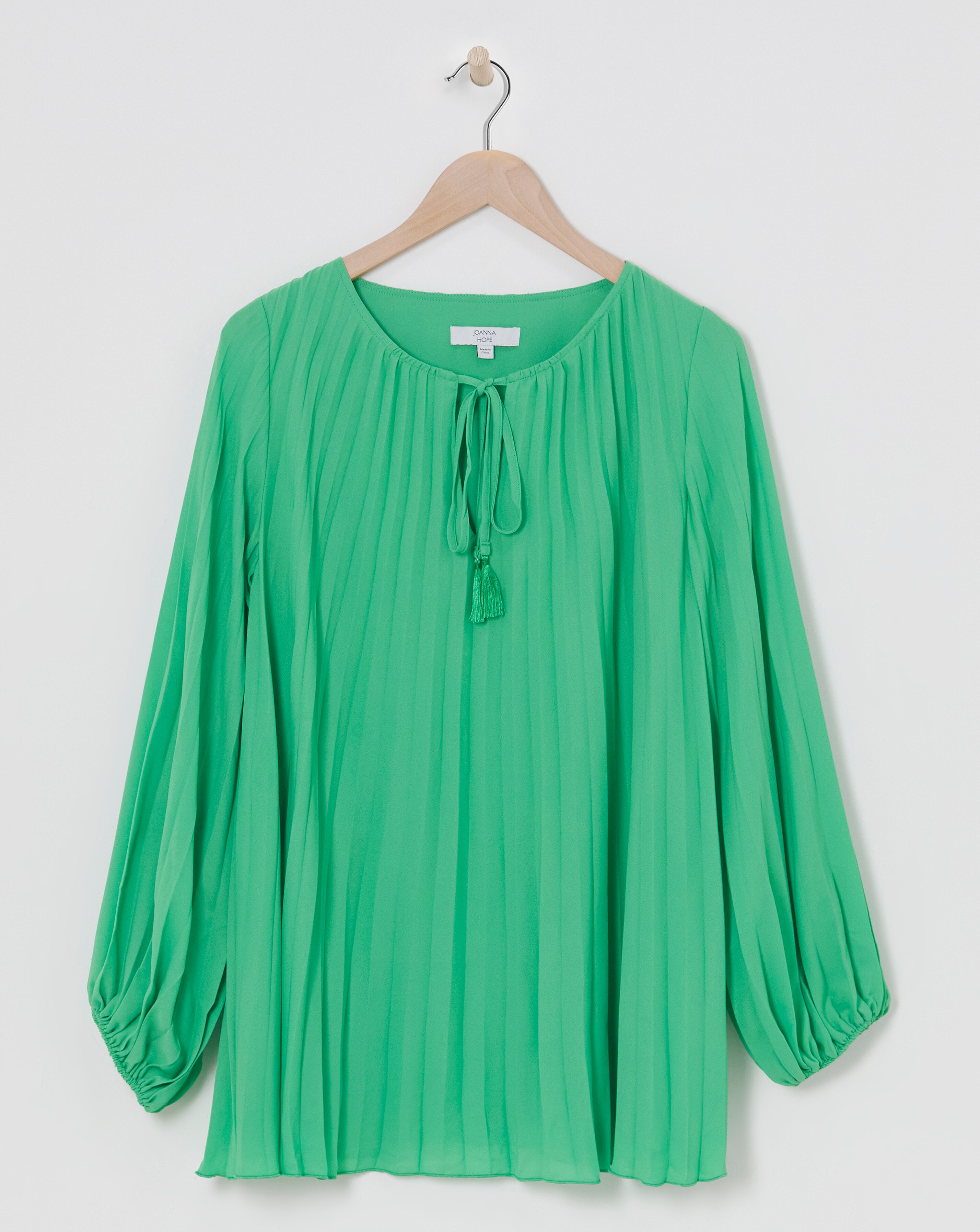 Joanna Hope Pleated Keyhole Blouse