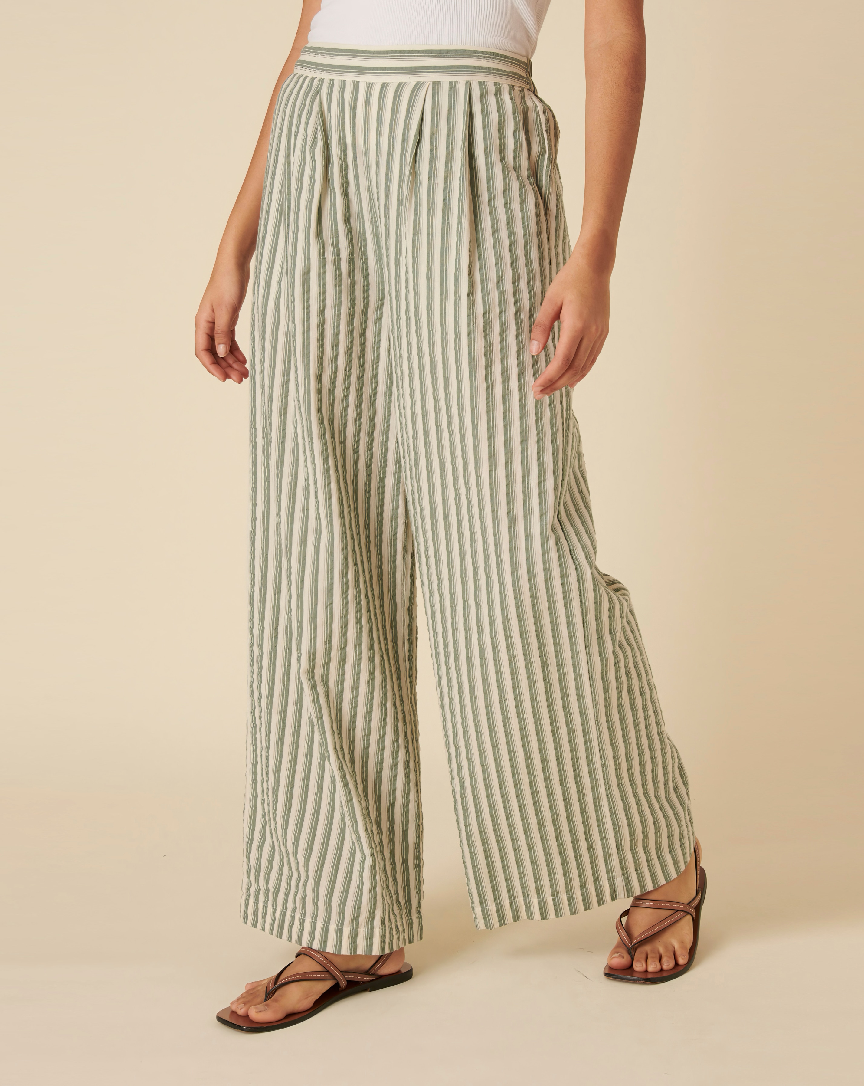 Nobody's Child Parker Green Stripe Trouser | JD Williams
