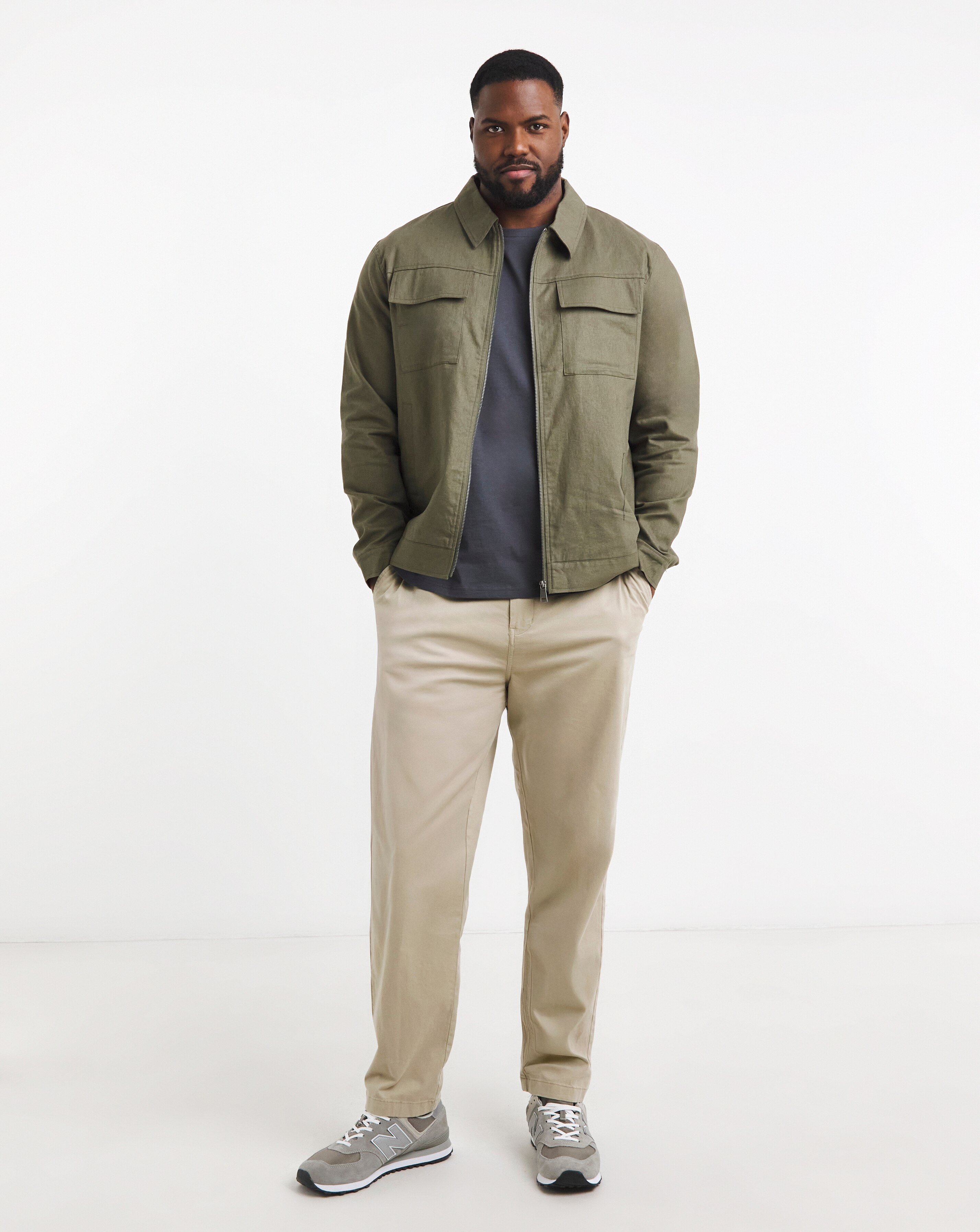 Olive Linen Harrington Jacket | JD Williams