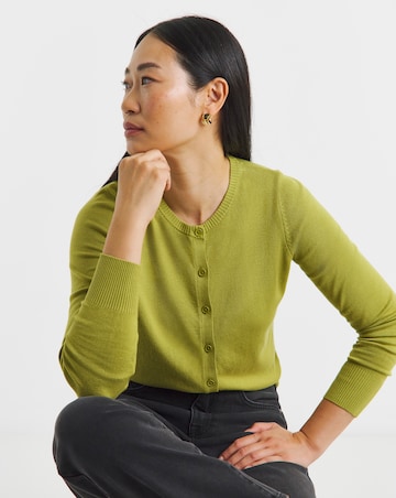 Green Crew Neck Cardigan