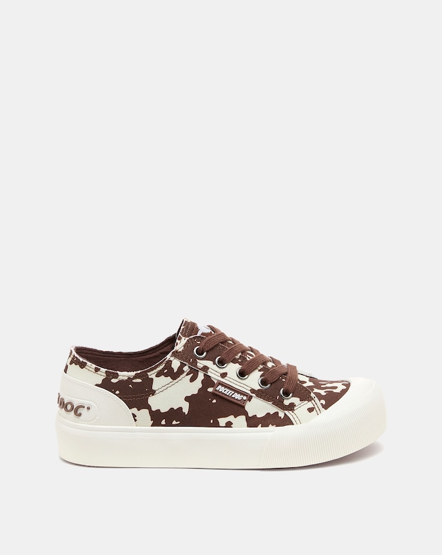 Rocket Dog Cow Print Jazzin Plus Lace Up Canvas Trainers