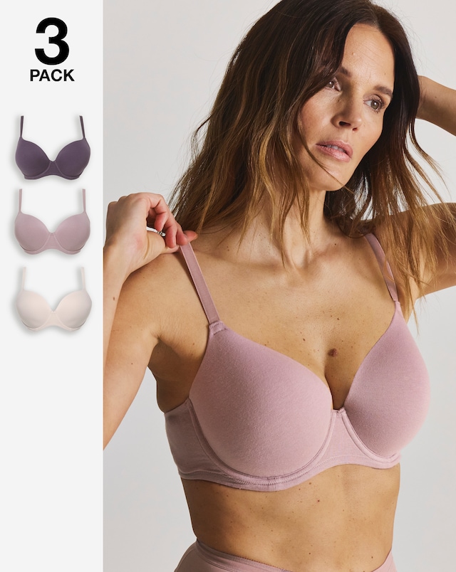Pretty Secrets (3 Pack) Cotton T-Shirt Wired Bras (B-F)