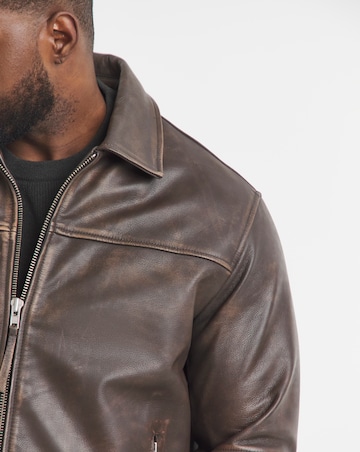 Jack & Jones Premium 100% Leather Jacket - Brown