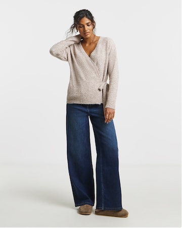 Simply Be Brushed Yarn Oatmeal Ballet Wrap Cardigan