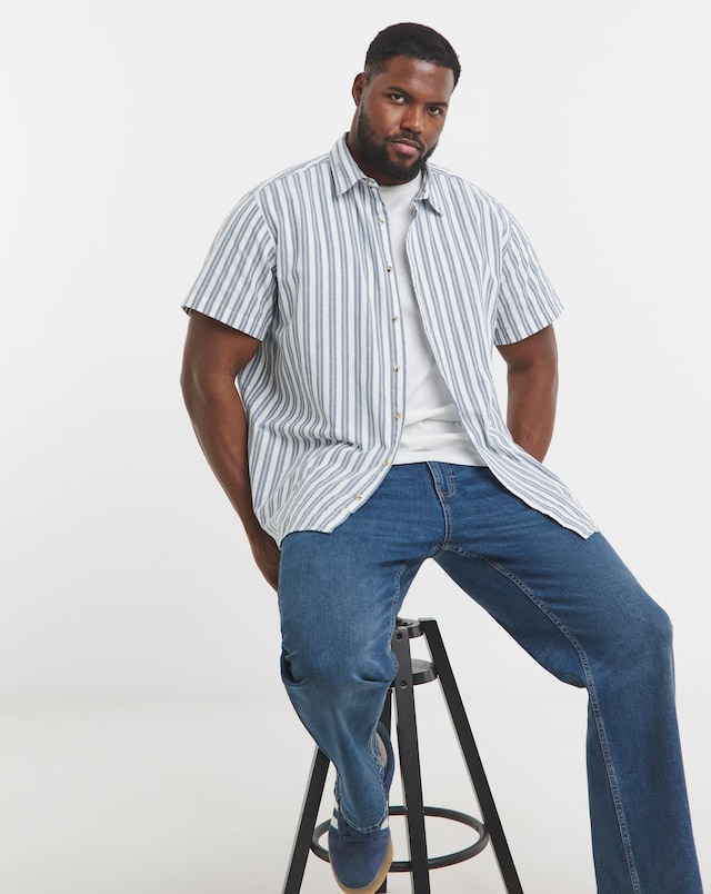 Jack & Jones Joshua Oxford Stripe Shirt - Ensign Blue