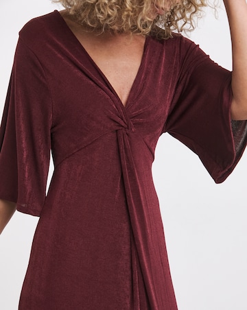 Slinky Twist Front Midi Dress