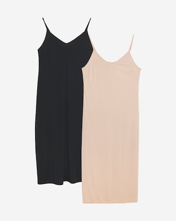 Pretty Secrets 2 Pack Maxi Slips Length 52in - Black/Almond