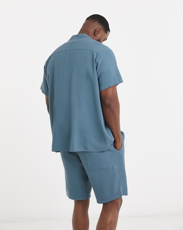 Jack & Jones Global Waffle Resort Shirt and Short Set - Blue