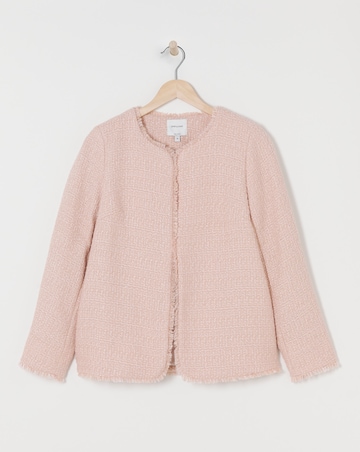 Collarless Boucle Blazer