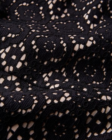 Black/Nude Puff Sleeve Lace Shift Dress