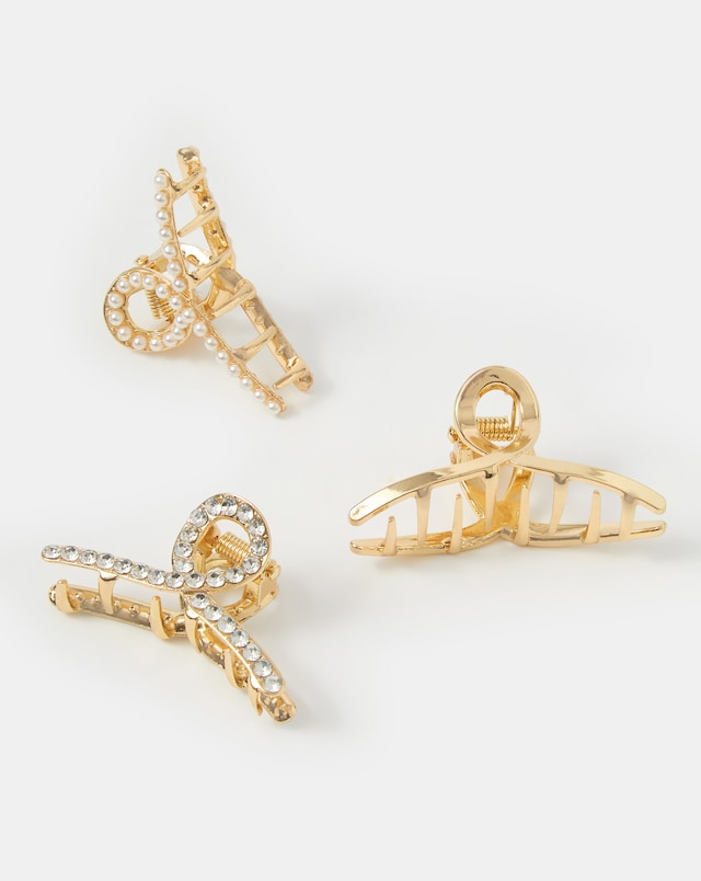 Accessorize 3-Pack Pearl Twist Claw Clips
