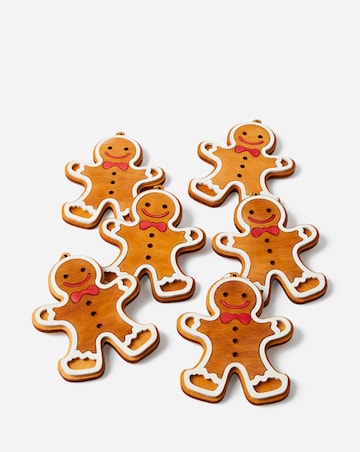 Set of 6 Gingerbread Hanging Christmas Tree Decorations