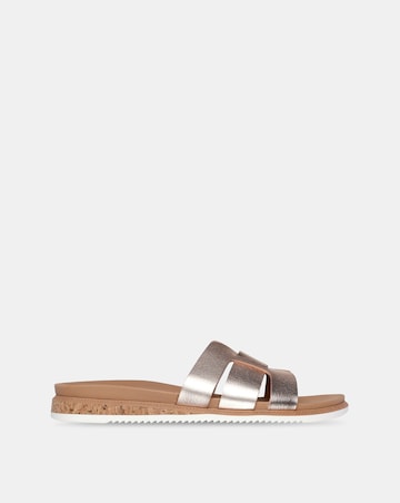 Skechers Bobs Desert Kiss Low Duraleather Rose Gold Sandals - Standard Fit (D)