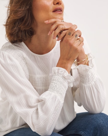 Ivory Volume Sleeve Textured Top