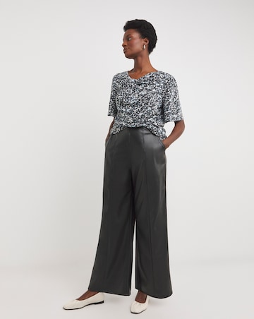 Blue Print Twist Detail Angel Sleeve Top