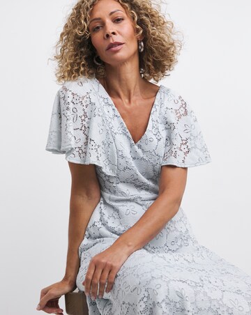 Joanna Hope Silver Lace Midi Dress