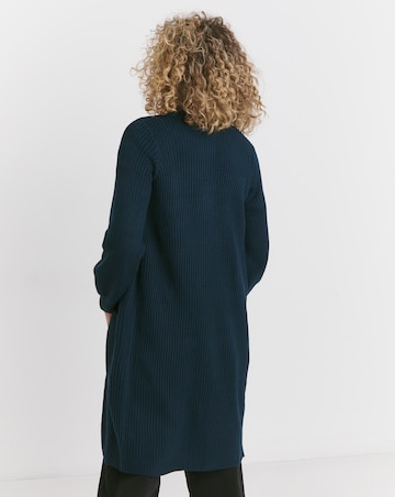 Navy Fisherman Rib Cardigan