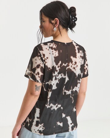 Simply Be Cow Print Relaxed Fit Mesh T-Shirt