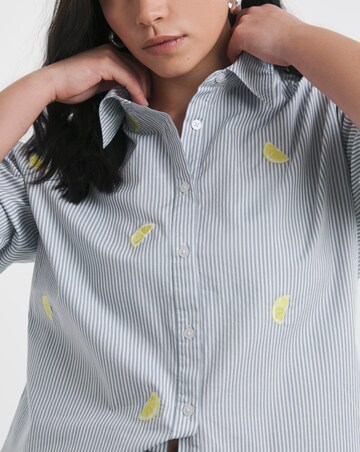Simply Be Embroidered Lemon Stripe Oversized Shirt