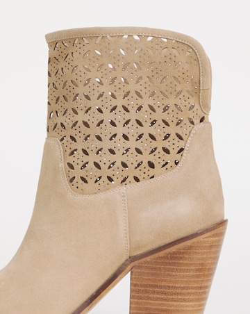 Joe Browns Natural Laser Cut Suede Cowboy Boot -Wide Fit (E)