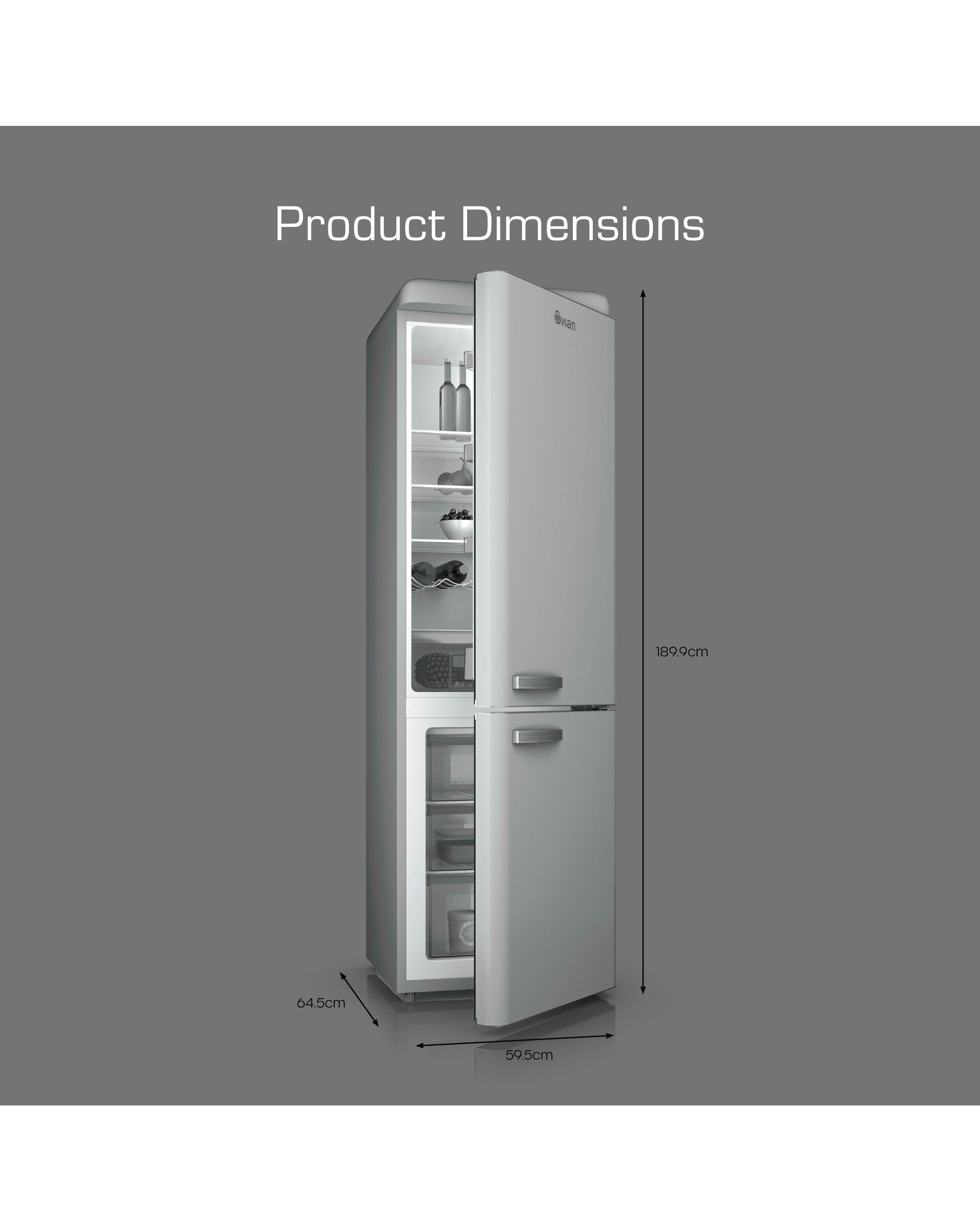 Swan SR11020GRNE Retro 60/40 Fridge Freezer - Grey | JD Williams