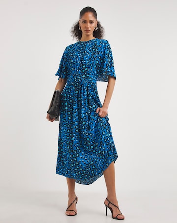 Whistles Painted Leopard Cape Sleeve Dress