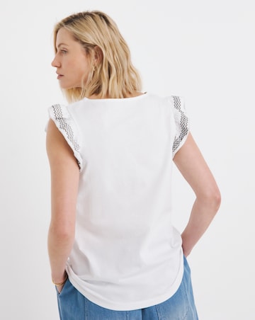 Pure Cotton White Ruffle Sleeve Vest