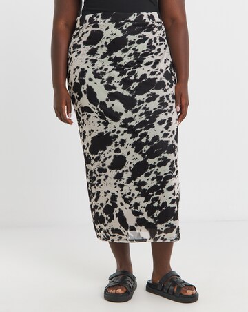 Simply Be Cow Print Mesh Midaxi Skirt