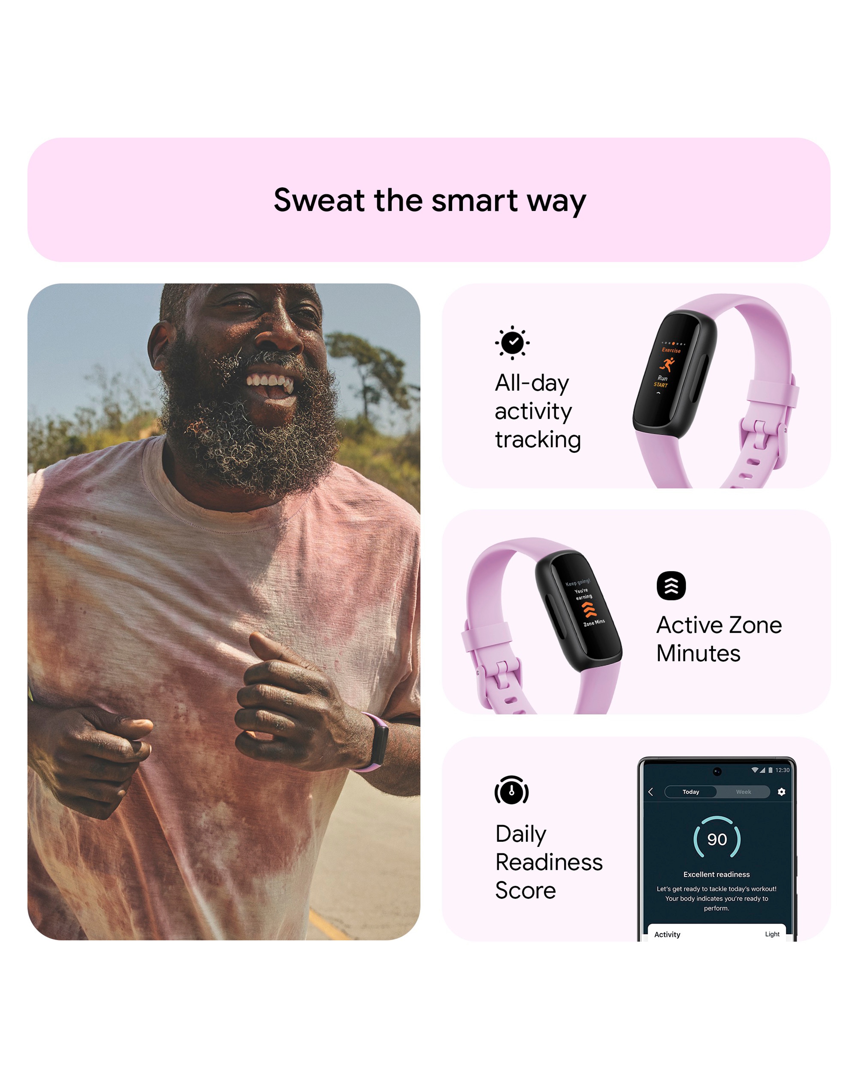 Fitbit Inspire 3 Fitness Tracker - Lilac Bliss | JD Williams