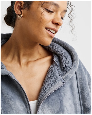 Pretty Secrets Zip Through Fleece Oversized Hooded Lounge Dress