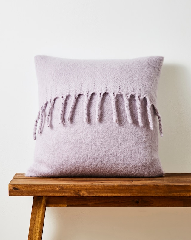 Faux Mohair Fringed Cushion