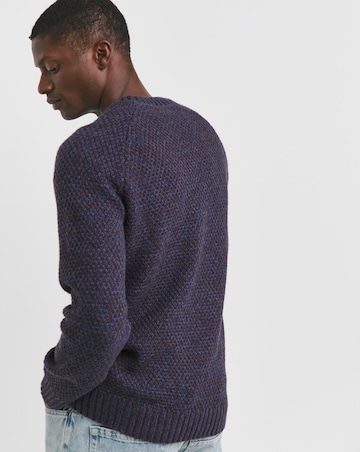 Navy Twist Wool Blend Crew Neck Jumper