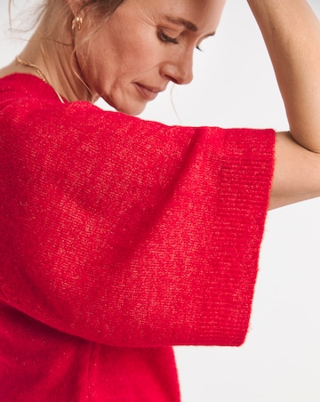 Red Fine Knit Wide Sleeve Jumper