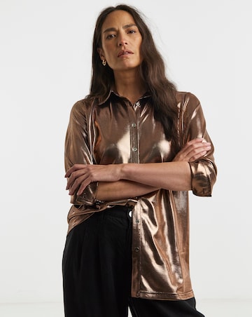 Foiled Button Front Shirt