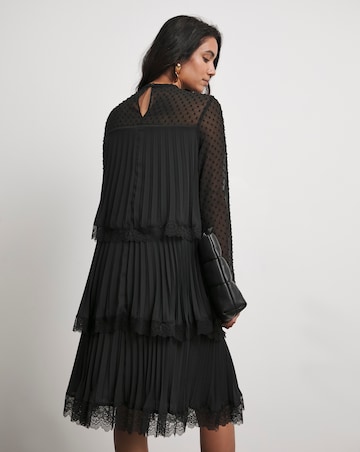 Joanna Hope Tiered Shift Dress With Lace Trim